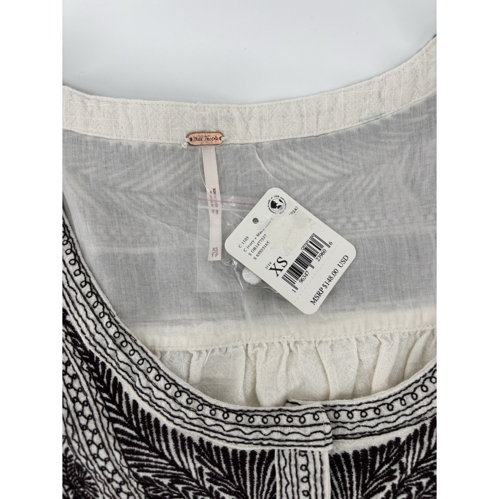 NWT Free People Iggie Embroidered Top XS Boho Festival Oversized Crop MSRP $128 - Picture 10 of 14